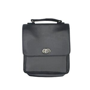 Hiller & Hanson Black Faux Leather Structured Satchel /Crossbody Bag *no strap*